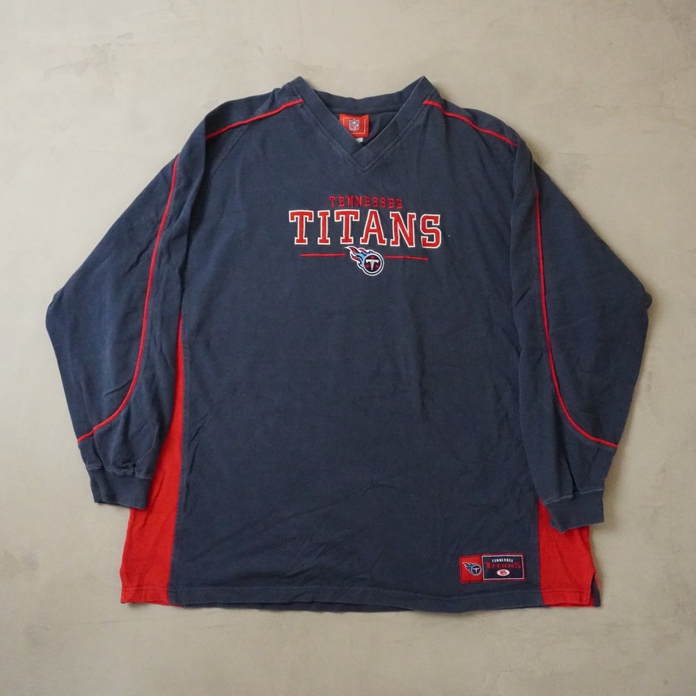 Vintage Tennessee Titans NFL Long Sleeve Shirt XXL Mens Navy Blue Red Gameday